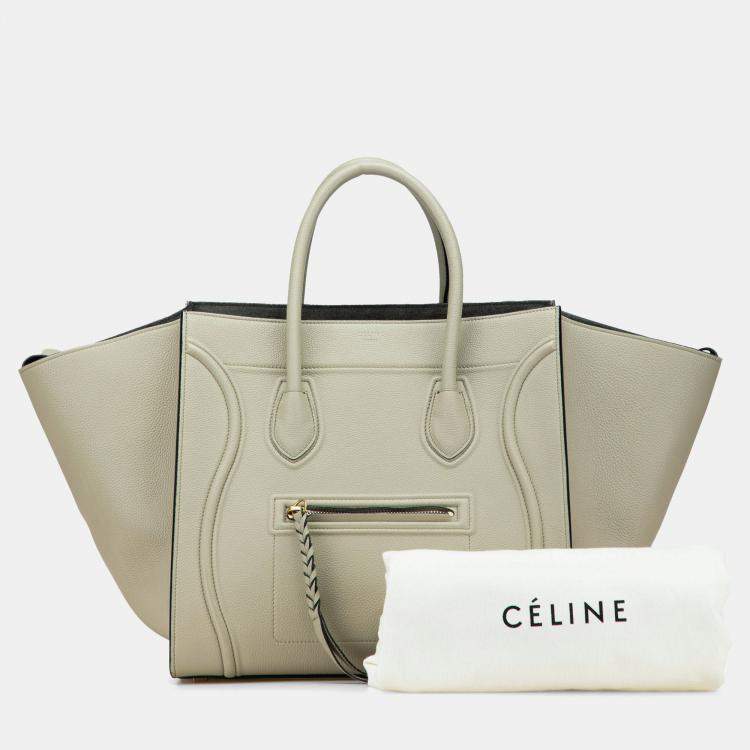 Pre Owned Celine Green Medium Leather Luggage Phantom Tote