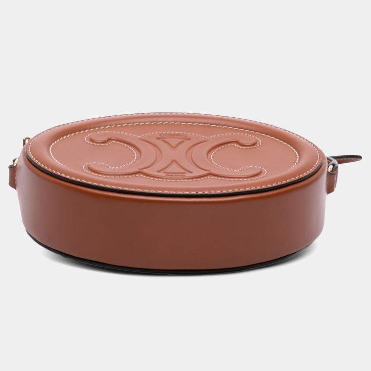 Pre Owned Small Calfskin Cuir Triomphe Oval Crossbody
