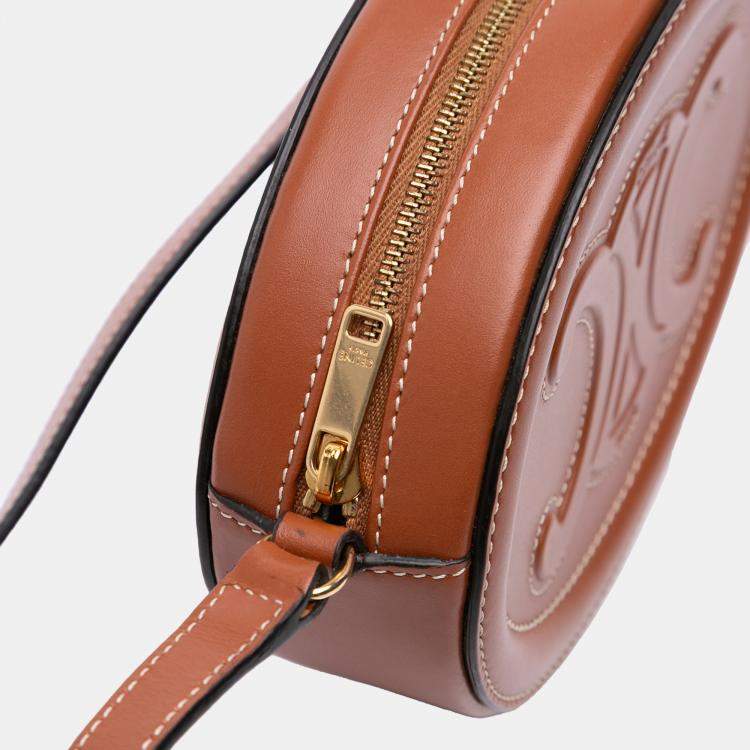 Pre Owned Small Calfskin Cuir Triomphe Oval Crossbody