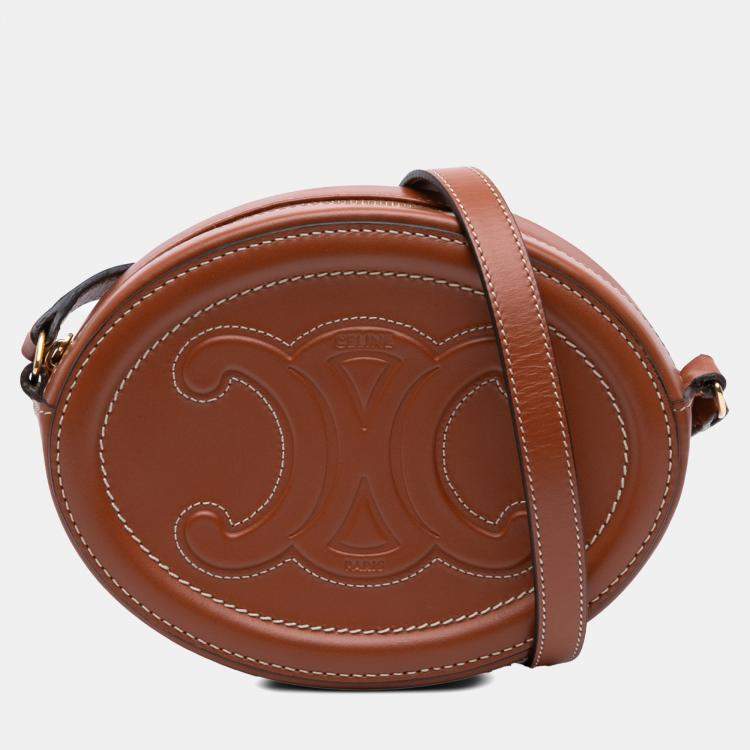 Pre Owned Small Calfskin Cuir Triomphe Oval Crossbody