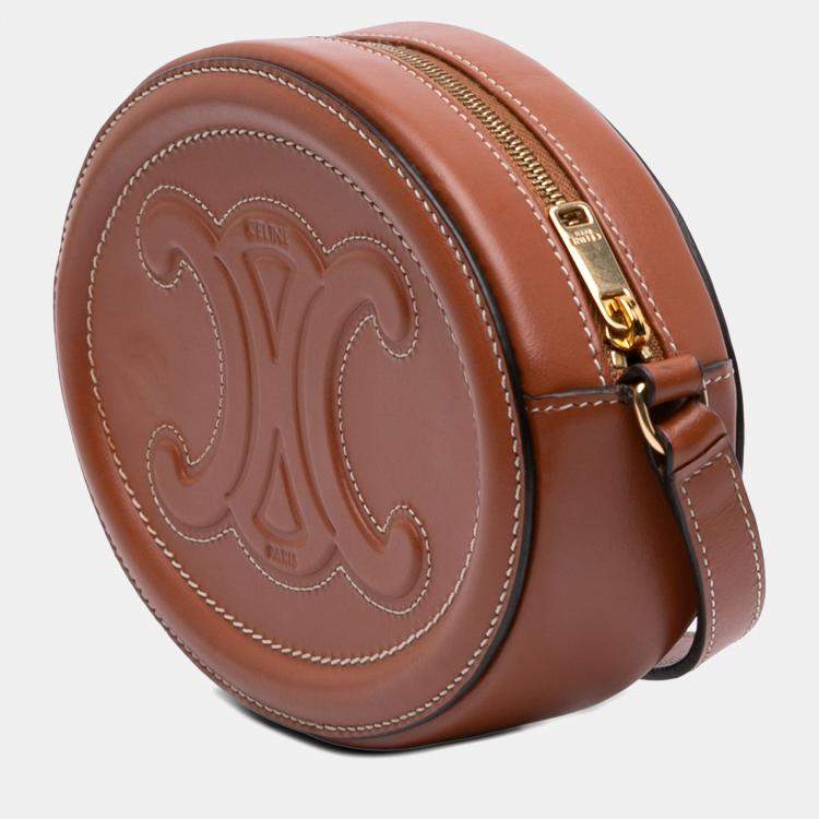 Pre Owned Small Calfskin Cuir Triomphe Oval Crossbody