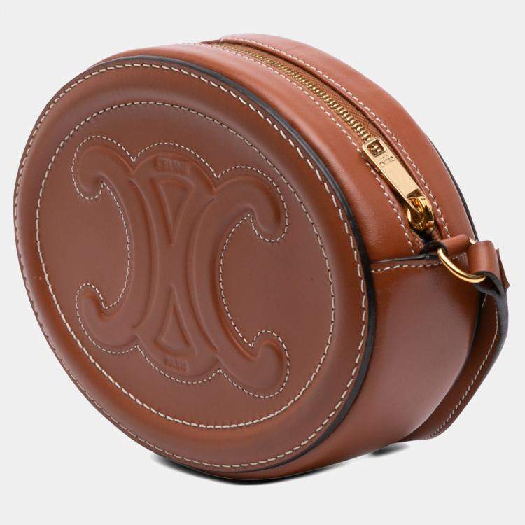 Pre Owned Small Calfskin Cuir Triomphe Oval Crossbody