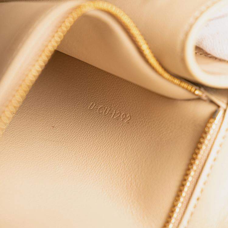 Pre Owned Celine Beige Brown Teen Shiny Calfskin Triomphe Besace Clea Chain Crossbody
