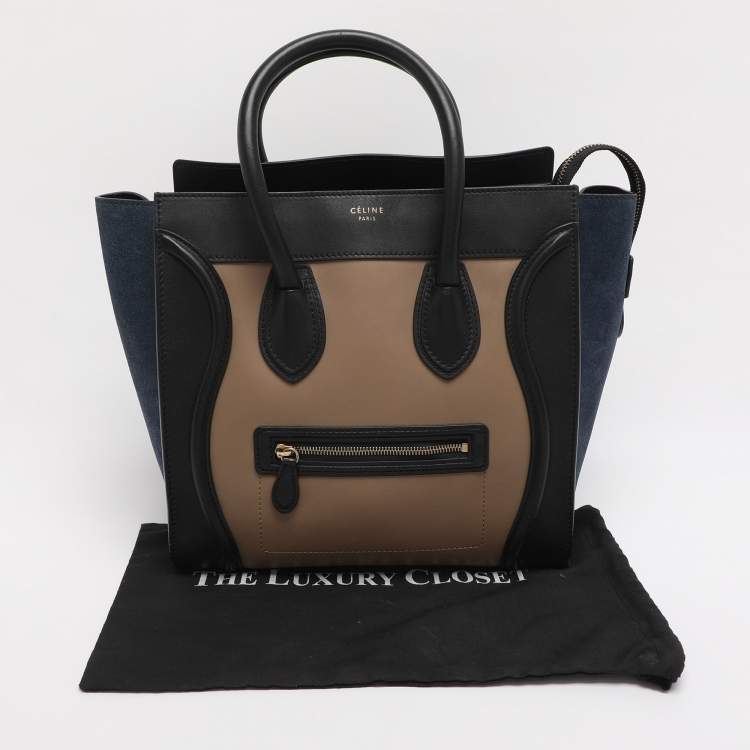 مملوكة مسبقًا Celine Multicolor Leather and Suede Mini Luggage Tote