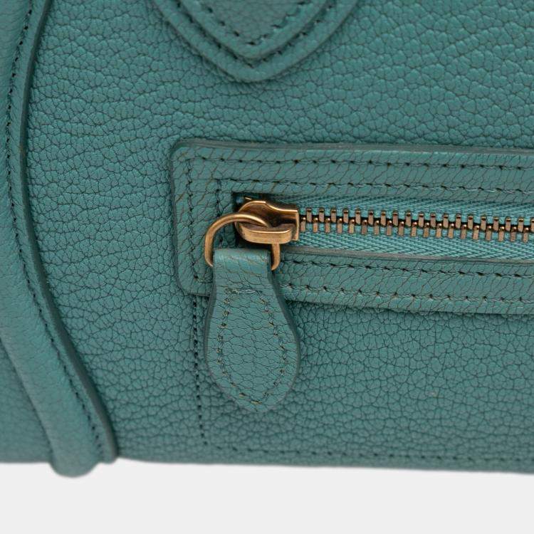 Pre Owned Celine Blue Nano Goatskin Luggage Tote