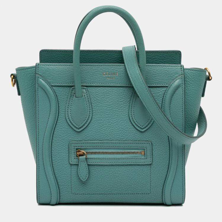 Pre Owned Celine Blue Nano Goatskin Luggage Tote