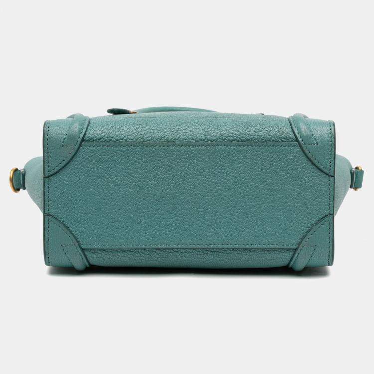 Pre Owned Celine Blue Nano Goatskin Luggage Tote