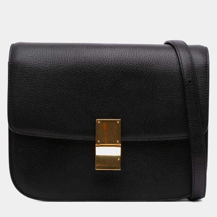 Pre Owned Celine Black Medium Calfskin Classic Box