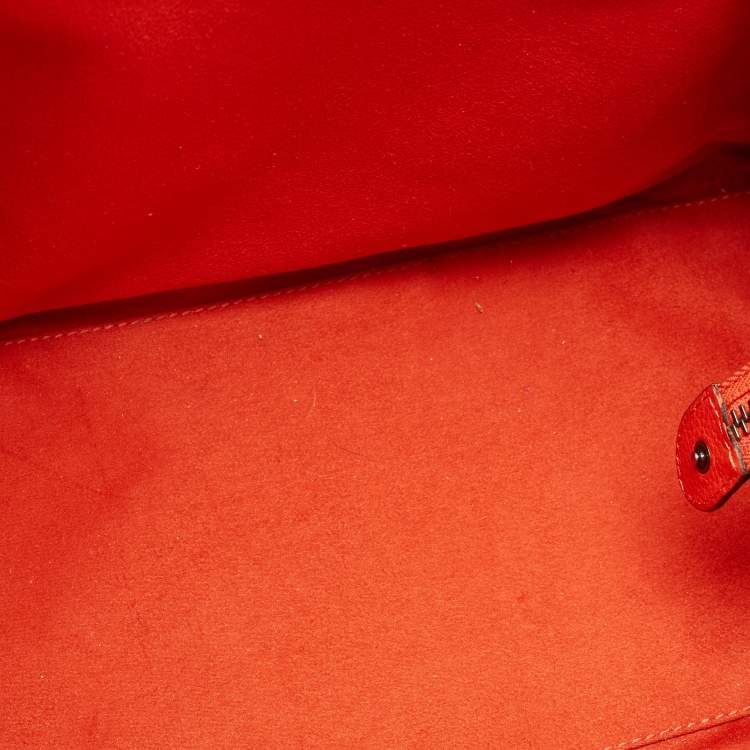 Pre Owned Celine Dark Orange Leather Mini Luggage Tote
