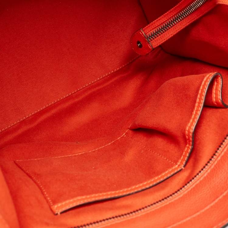 Pre Owned Celine Dark Orange Leather Mini Luggage Tote