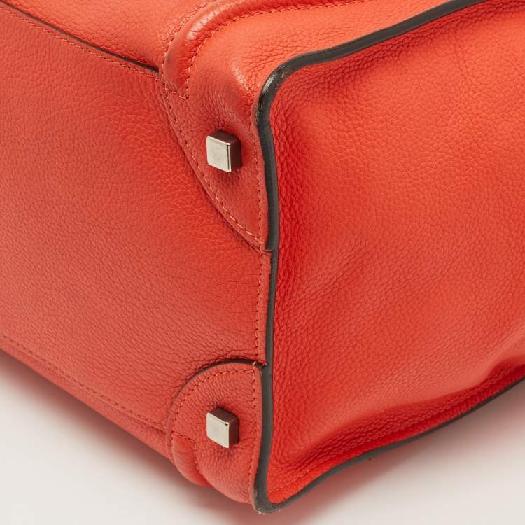 Pre Owned Celine Dark Orange Leather Mini Luggage Tote