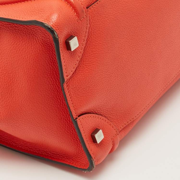 Pre Owned Celine Dark Orange Leather Mini Luggage Tote