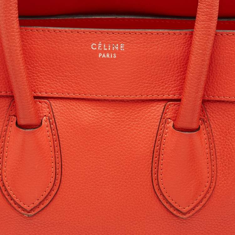 Pre Owned Celine Dark Orange Leather Mini Luggage Tote