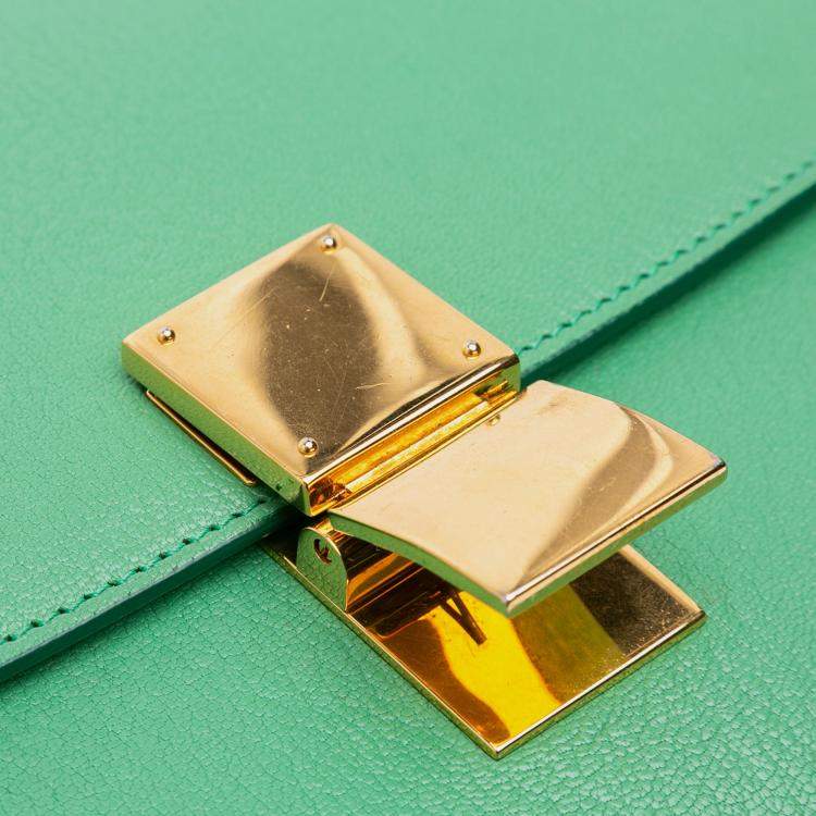 Pre Owned Celine Green Medium Calfskin Classic Box