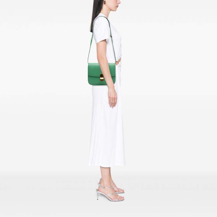 Pre Owned Celine Green Medium Calfskin Classic Box