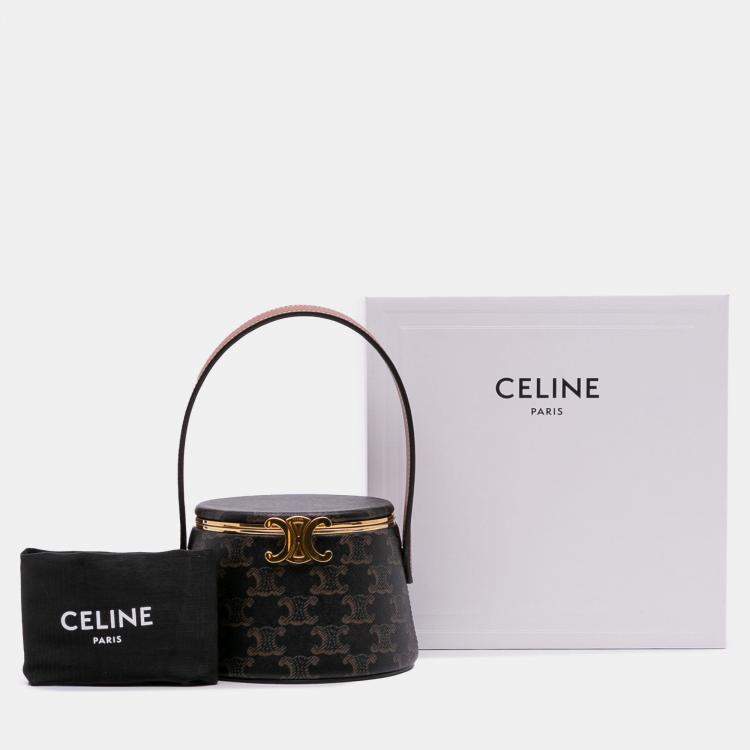 Pre Owned Celine Brown Triomphe Coated Canvas Triomphe Nina Minaudiere Bag