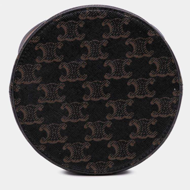 Pre Owned Celine Brown Triomphe Coated Canvas Triomphe Nina Minaudiere Bag