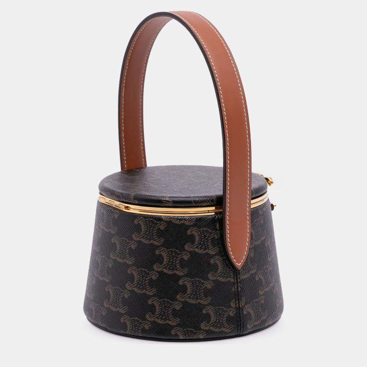 Pre Owned Celine Brown Triomphe Coated Canvas Triomphe Nina Minaudiere Bag