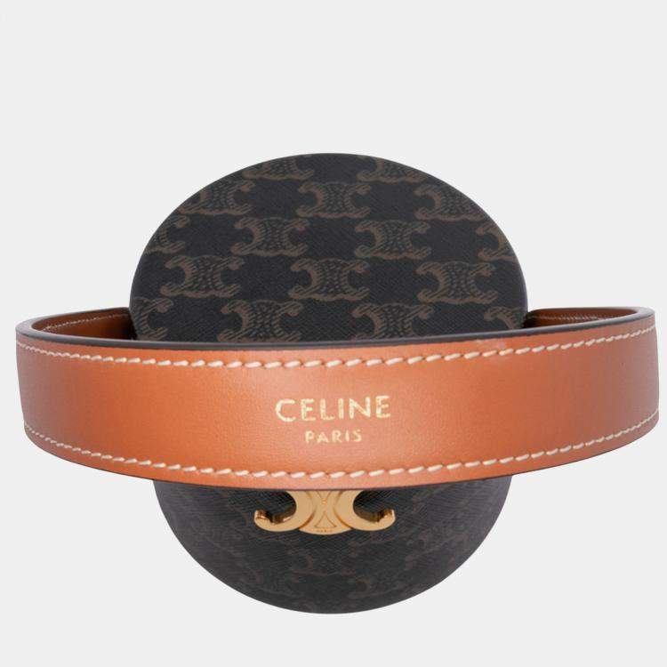Pre Owned Celine Brown Triomphe Coated Canvas Triomphe Nina Minaudiere Bag