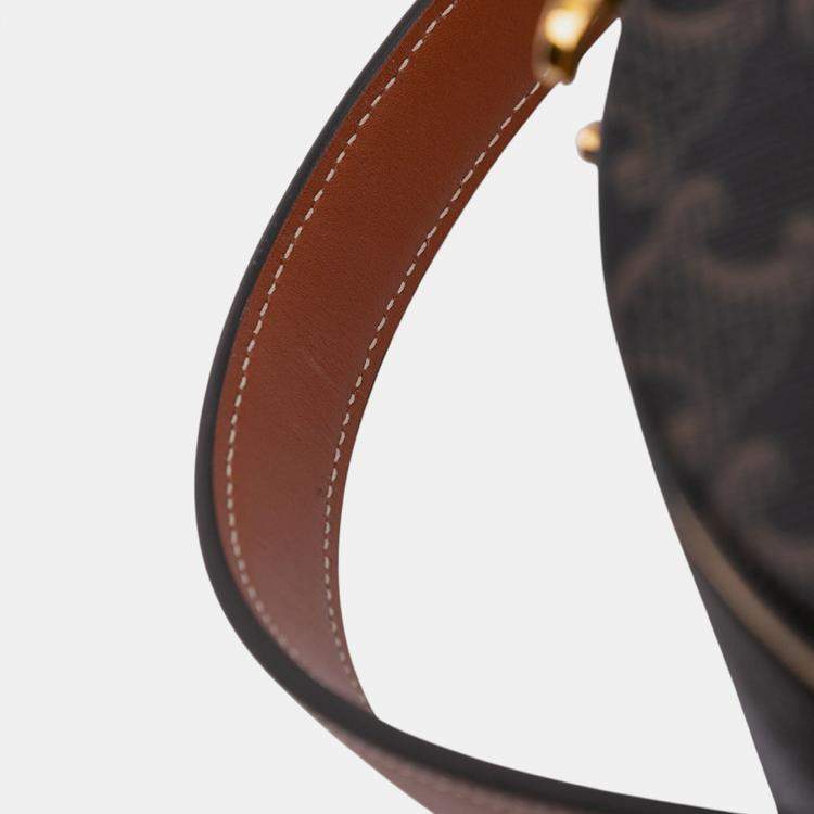 Pre Owned Celine Brown Triomphe Coated Canvas Triomphe Nina Minaudiere Bag