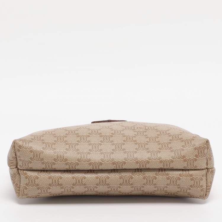 Pre Owned Celine Beige Macadam Canvas Pouch Clutch