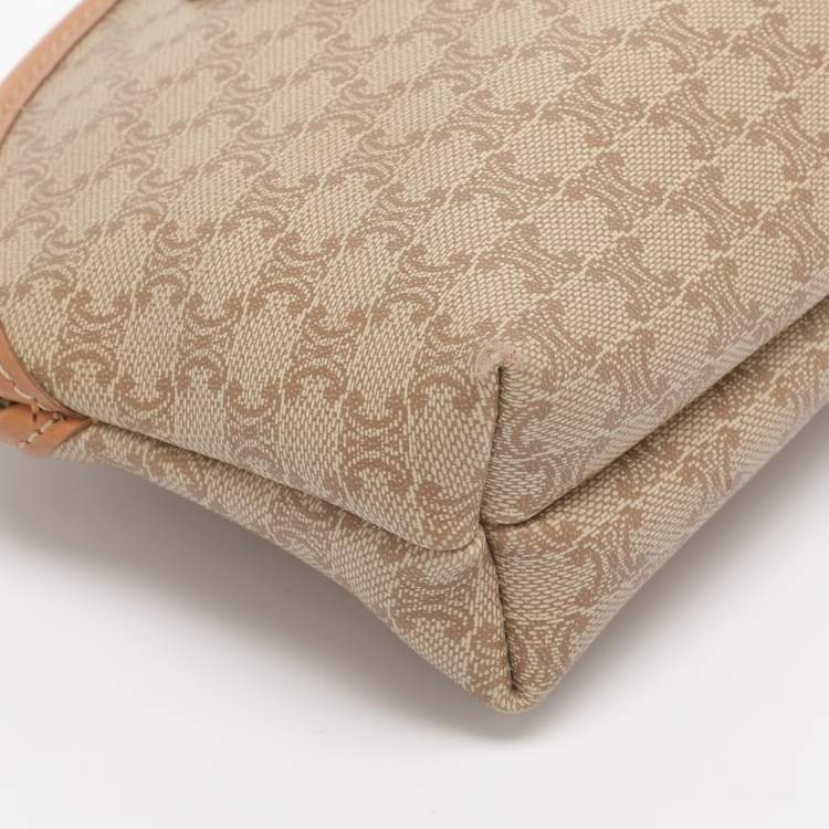 Pre Owned Celine Beige Macadam Canvas Pouch Clutch