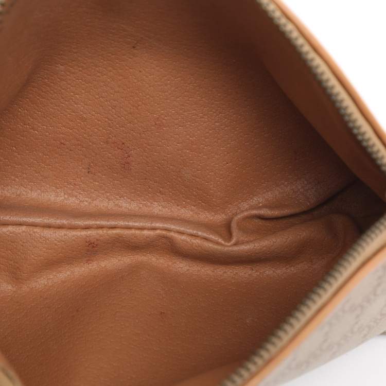 Pre Owned Celine Beige Macadam Canvas Pouch Clutch