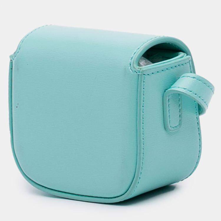 Pre Owned Celine Blue Leather Triomphe AirPods Case with Strap