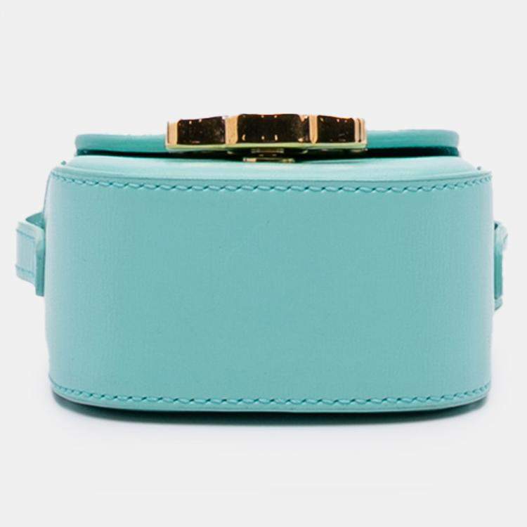 Pre Owned Celine Blue Leather Triomphe AirPods Case with Strap