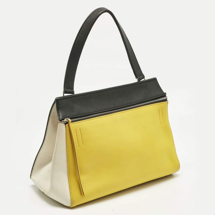 Pre Owned Celine Tricolor Leather Small Edge Top Handle Bag