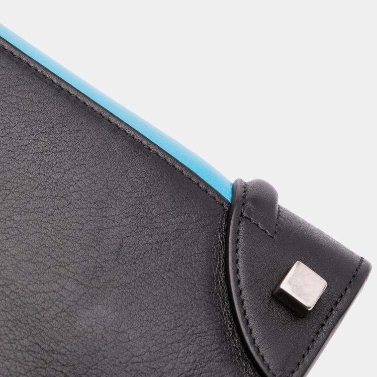 Pre Owned Celine Blue Micro Tricolor Leather Luggage Tote