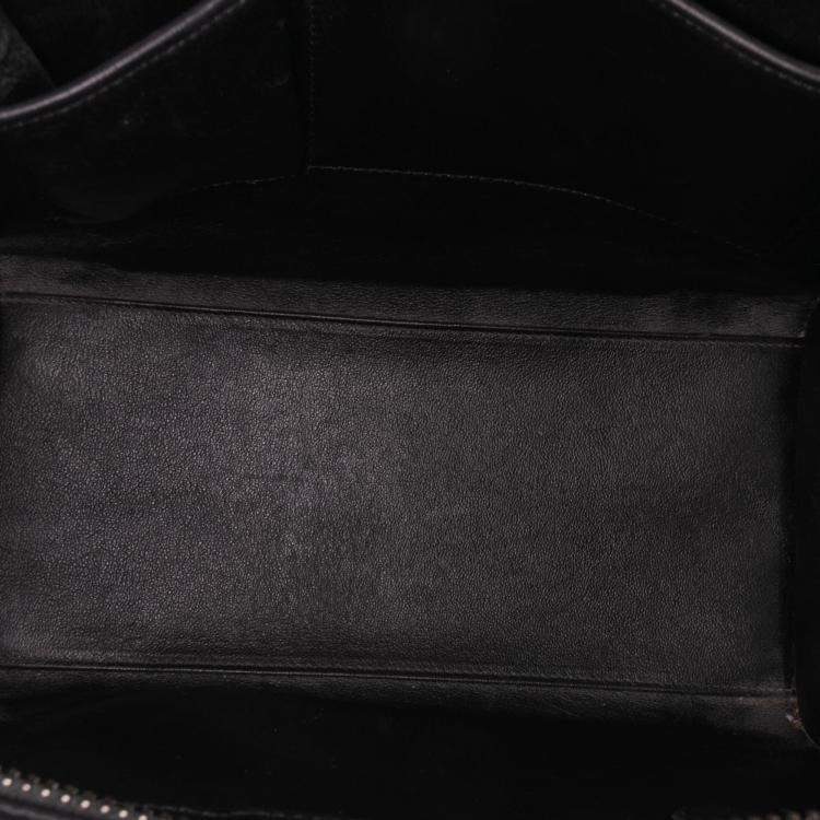 Pre Owned Celine Blue Micro Tricolor Leather Luggage Tote