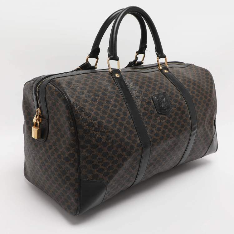 مملوكة مسبقًا حقيبة سفر سيلين كانفاس جلدي و ماكادام بني/أسود