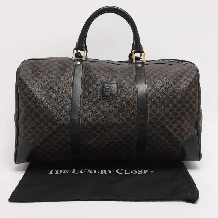 مملوكة مسبقًا حقيبة سفر سيلين كانفاس جلدي و ماكادام بني/أسود