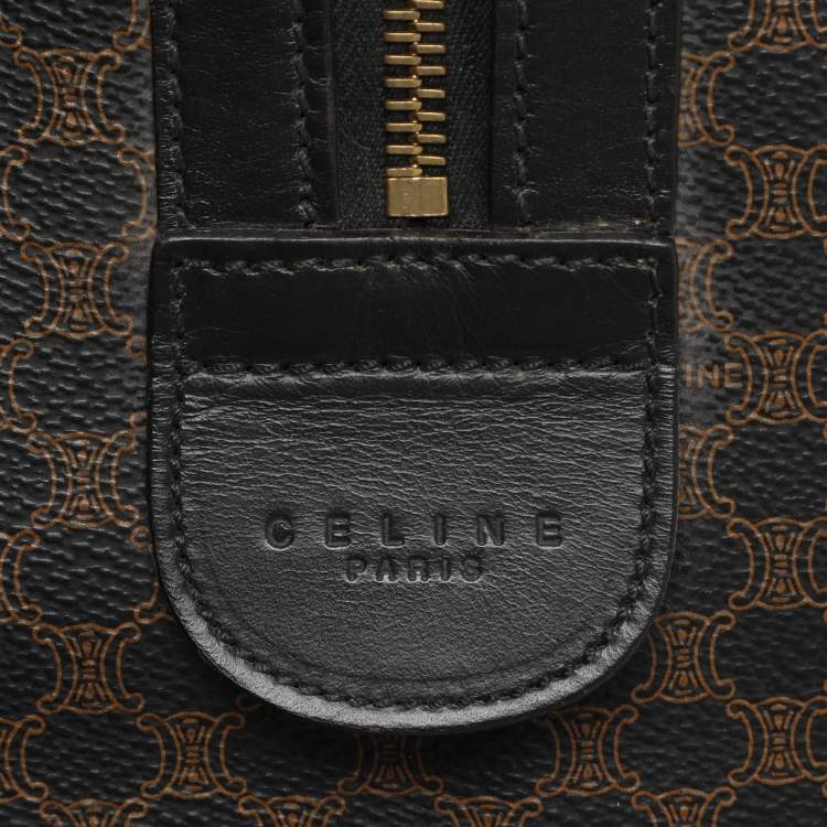 مملوكة مسبقًا حقيبة سفر سيلين كانفاس جلدي و ماكادام بني/أسود