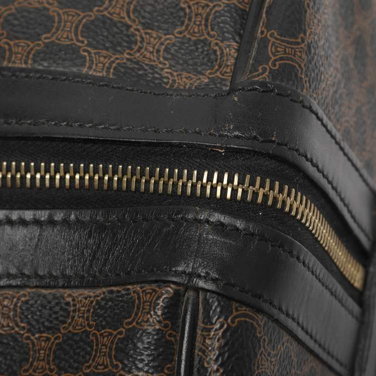 مملوكة مسبقًا حقيبة سفر سيلين كانفاس جلدي و ماكادام بني/أسود