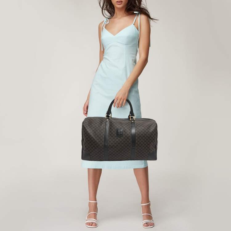 مملوكة مسبقًا حقيبة سفر سيلين كانفاس جلدي و ماكادام بني/أسود