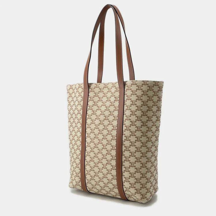 Pre Owned Celine Museum Bag Natural/Tan Triomphecanvas Leather