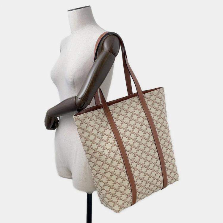 Pre Owned Celine Museum Bag Natural/Tan Triomphecanvas Leather