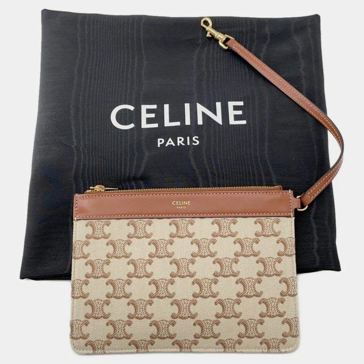 Pre Owned Celine Museum Bag Natural/Tan Triomphecanvas Leather