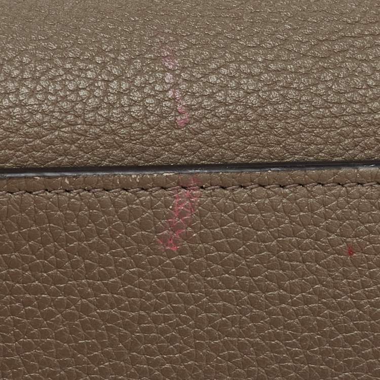 Pre Owned Celine Taupe Grey/Brown Leather and Suede Medium Trapeze Top Handle Bag