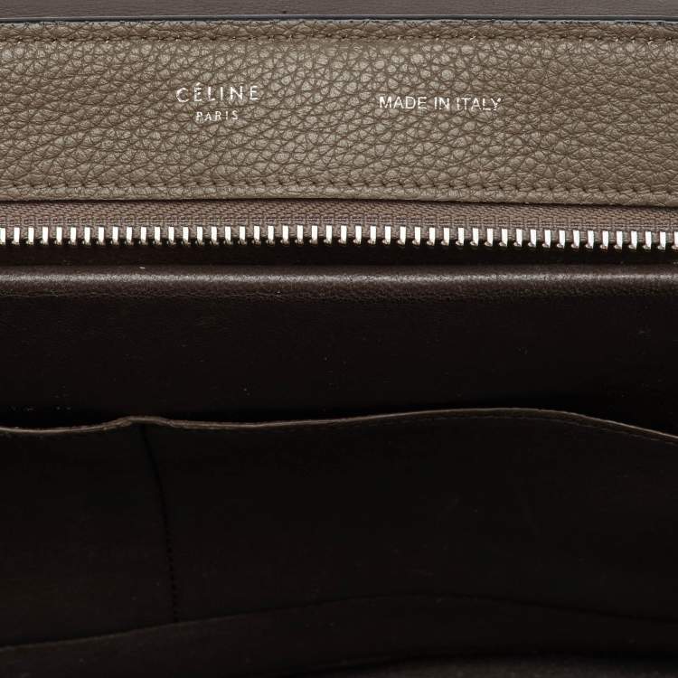 Pre Owned Celine Taupe Grey/Brown Leather and Suede Medium Trapeze Top Handle Bag