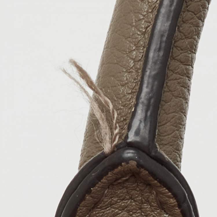 Pre Owned Celine Taupe Grey/Brown Leather and Suede Medium Trapeze Top Handle Bag