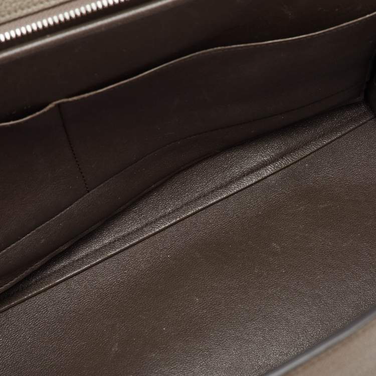 Pre Owned Celine Taupe Grey/Brown Leather and Suede Medium Trapeze Top Handle Bag