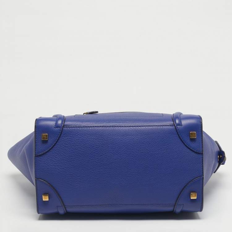 Pre Owned Celine Blue Leather Mini Luggage Tote