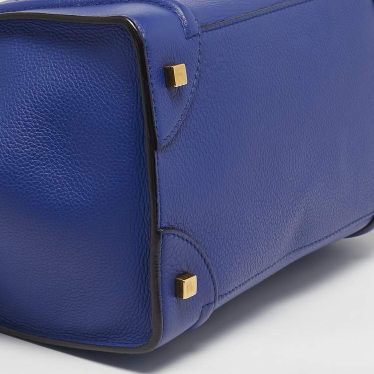 Pre Owned Celine Blue Leather Mini Luggage Tote