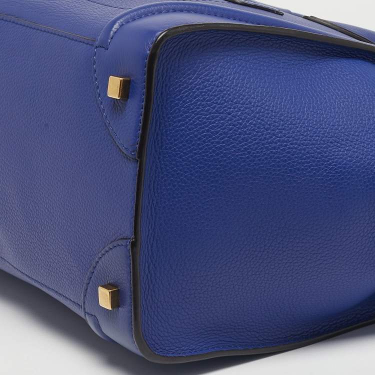 Pre Owned Celine Blue Leather Mini Luggage Tote