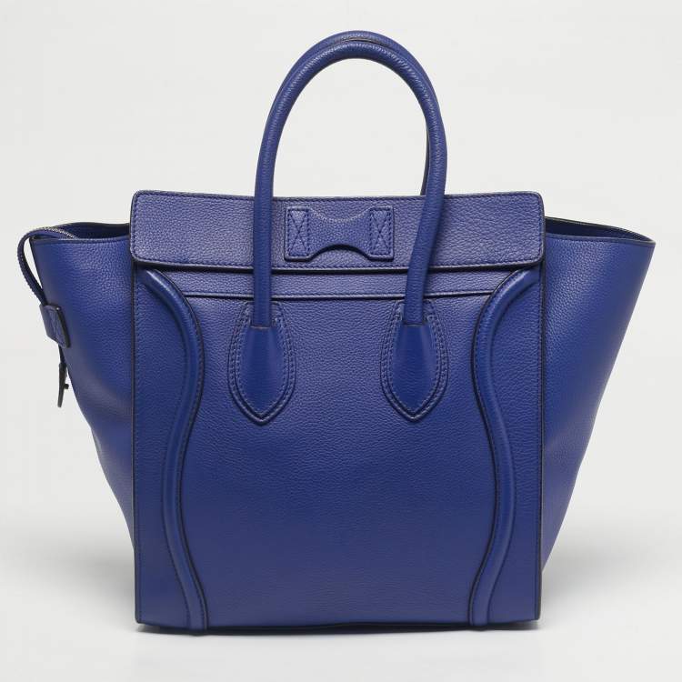 Pre Owned Celine Blue Leather Mini Luggage Tote