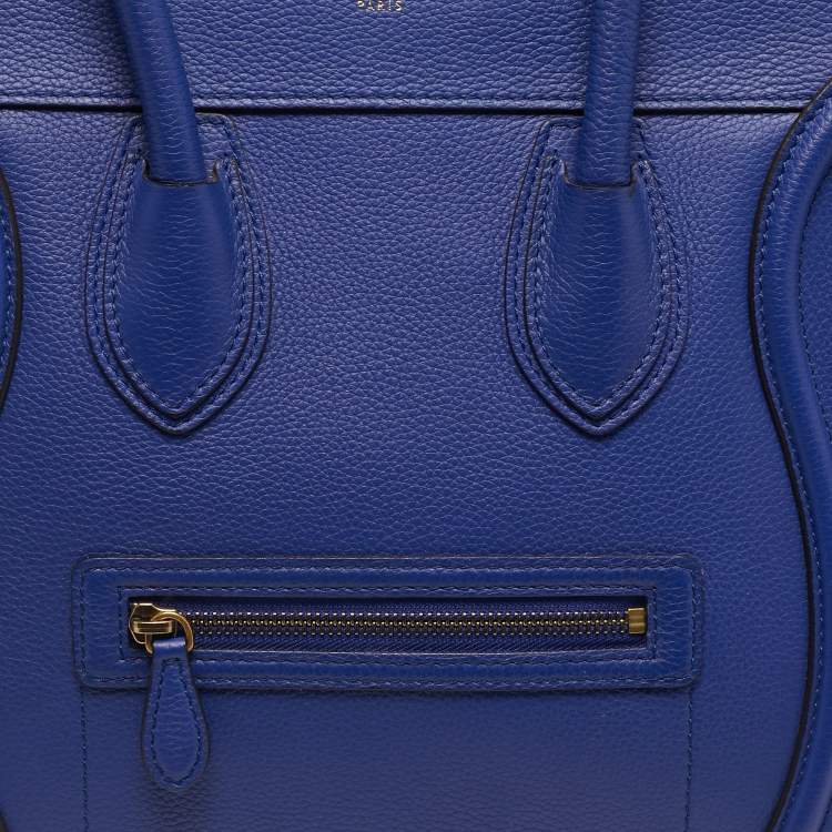 Pre Owned Celine Blue Leather Mini Luggage Tote