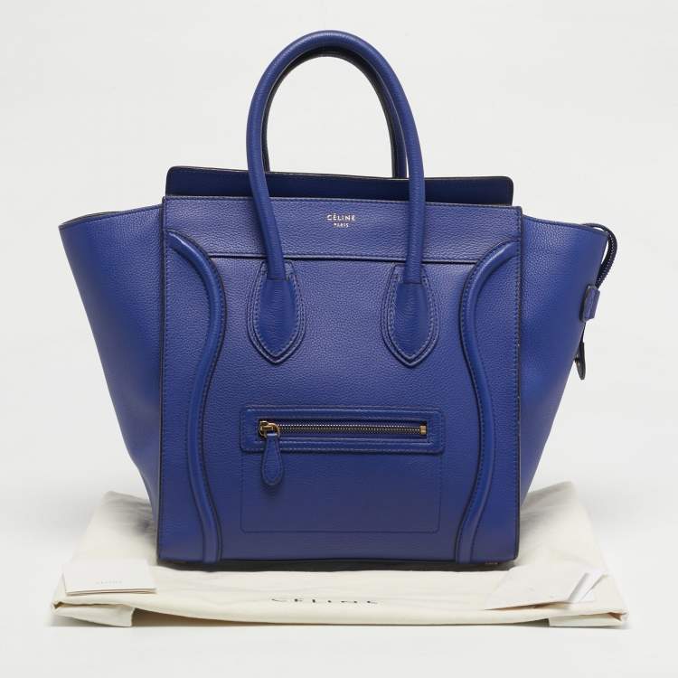 Pre Owned Celine Blue Leather Mini Luggage Tote